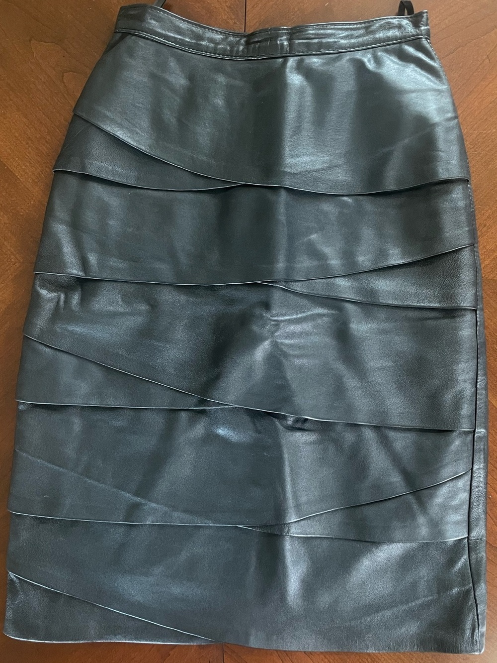 Demir Leather Pencil Skirt Asymmetric Paneled Black Size 4